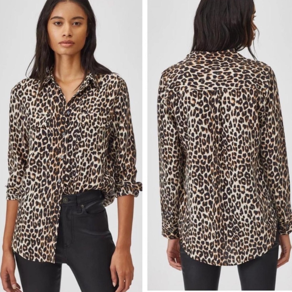 Equipment Leopard Print Silk Button-Down Shirt - image 1